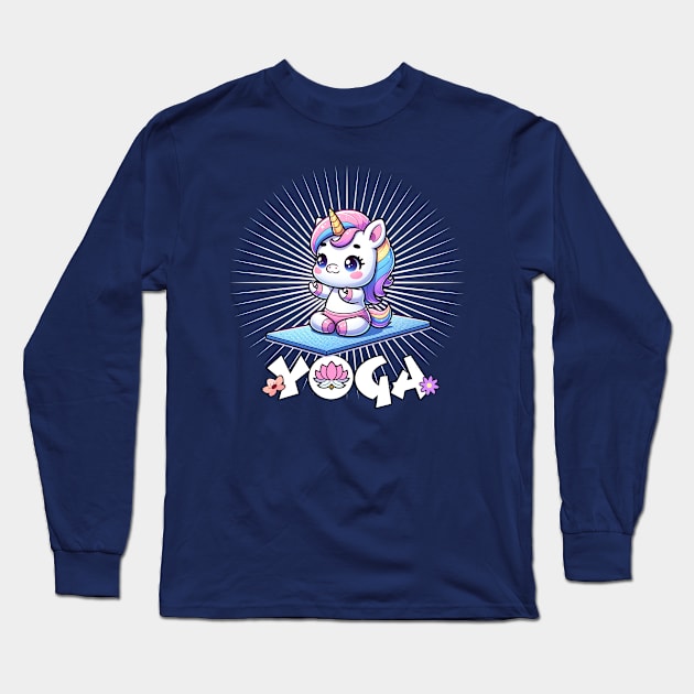 Cute Yoga Unicorn 🦄 🧘🏼‍♀️ Long Sleeve T-Shirt by Pink & Pretty